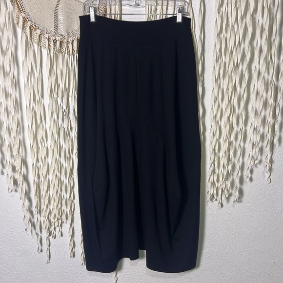 Ronen Chen Black Lagenlook Midi Skirt size 2/M - Picture 9 of 13